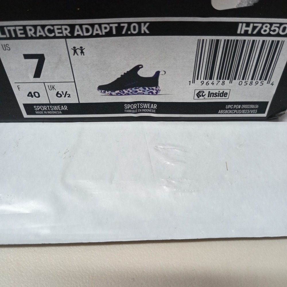Adidas Lite Racer Adapt 7.0 K Black Pink Blue Shoes IH7850 Youth Girl's Size 7 - Picture 8 of 8